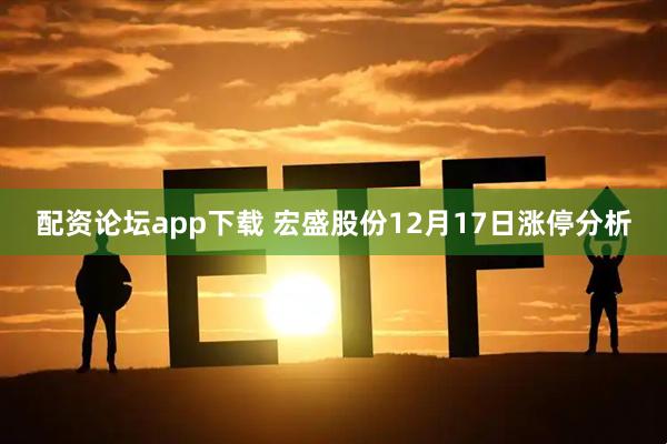 配资论坛app下载 宏盛股份12月17日涨停分析